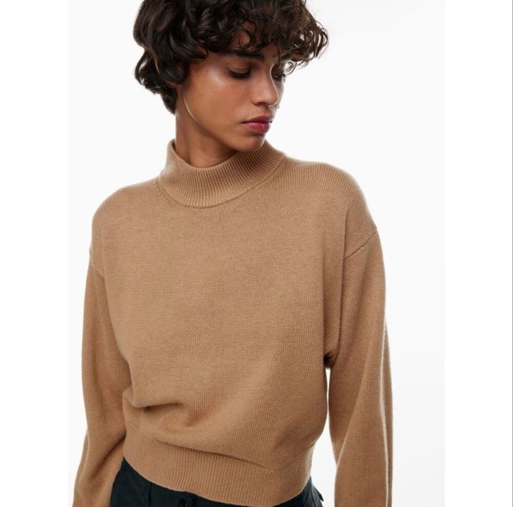 Aritzia Wilfred Free Harper 100% Merino Wool Cropped Turtleneck Sweater XL